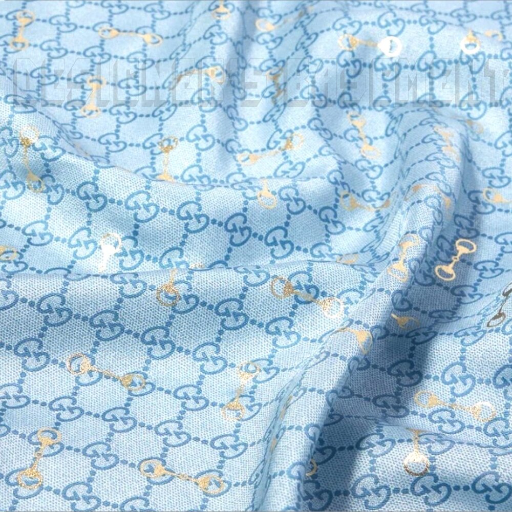 GUCCI blue GG with gold Horsebits print giant 53" - square modal/silk scarf NWT - Picture 7 of 9